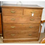 A late Victorian stained beechwood chest of drawers