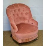 A Victorian button-back nursing chair