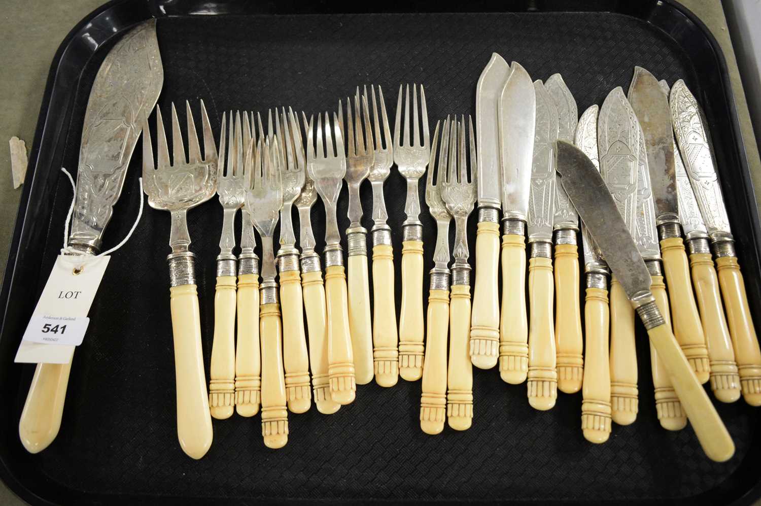 A suite of Victorian silver plated cutlery.