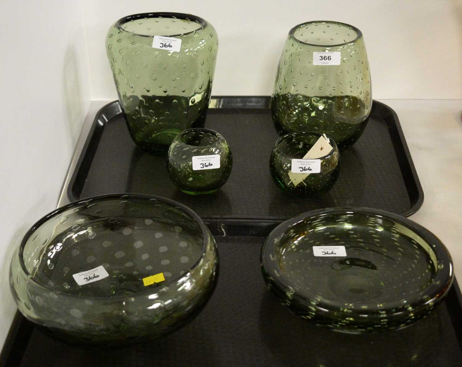 A selection of Whitefriars 'Bubble' glass ware