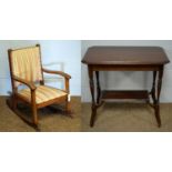 An Edwardian two-tier occasional table and a child's rocking chair