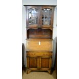 Early 20th C oak bureau cabinet.