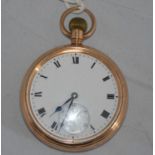 A 9ct yellow gold cased open faced pocket watch,