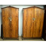 Two mid-Century mahogany wardrobes