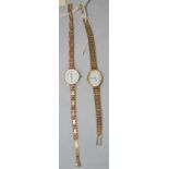 Two 9ct yellow gold cocktail watches,