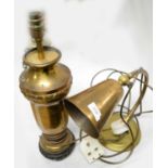 Two brass table lamps.