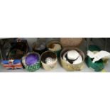 Selection of lady's vintage dress hats; satin scarves and accessories.