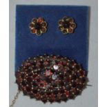 Garnet brooch and earrings