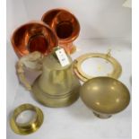 A selection of copper and brass ware.