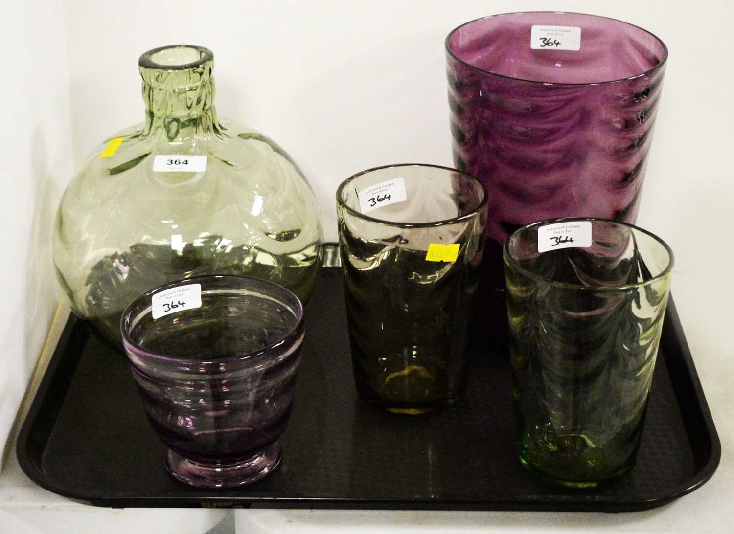 A selection of Whitefriars vases and another.