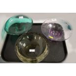 A selection of three Whitefriars 'Bubble' glass bowls.
