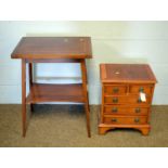 An Edwardian card table; and a miniature reproduction chest of drawers