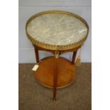 An attractive Louis XVI-style marble-topped two-tier occasional table