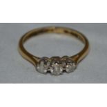 A three stone diamond ring,