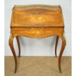 A late-19th Century inlaid rosewood bureau de dame.