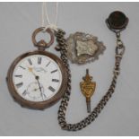 A silver cased open faced pocket watch,