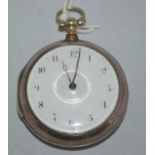 A George III silver pair cased pocket watch