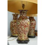 Three ceramic table lamps.