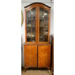 A 1930's burr-walnut glazed display cabinet