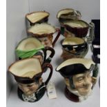 Collection of eight Royal Doulton character jugs.