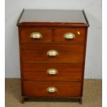 Mahogany chest of drawers with 'patent' handles.