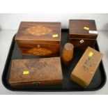 Selection of antique boxes.