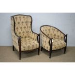 Lady's and gent's Arts & Crafts armchairs.