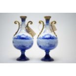 Pair of Victorian Royal Doulton bottle vases.