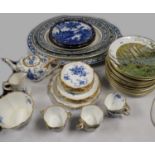 Late Victorian tea set; ashettes and plates; and other plates, various makers.