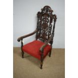 Early 20th C open arm chair.