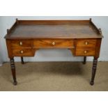 19th C and later elm, beechwood and mahogany desk.