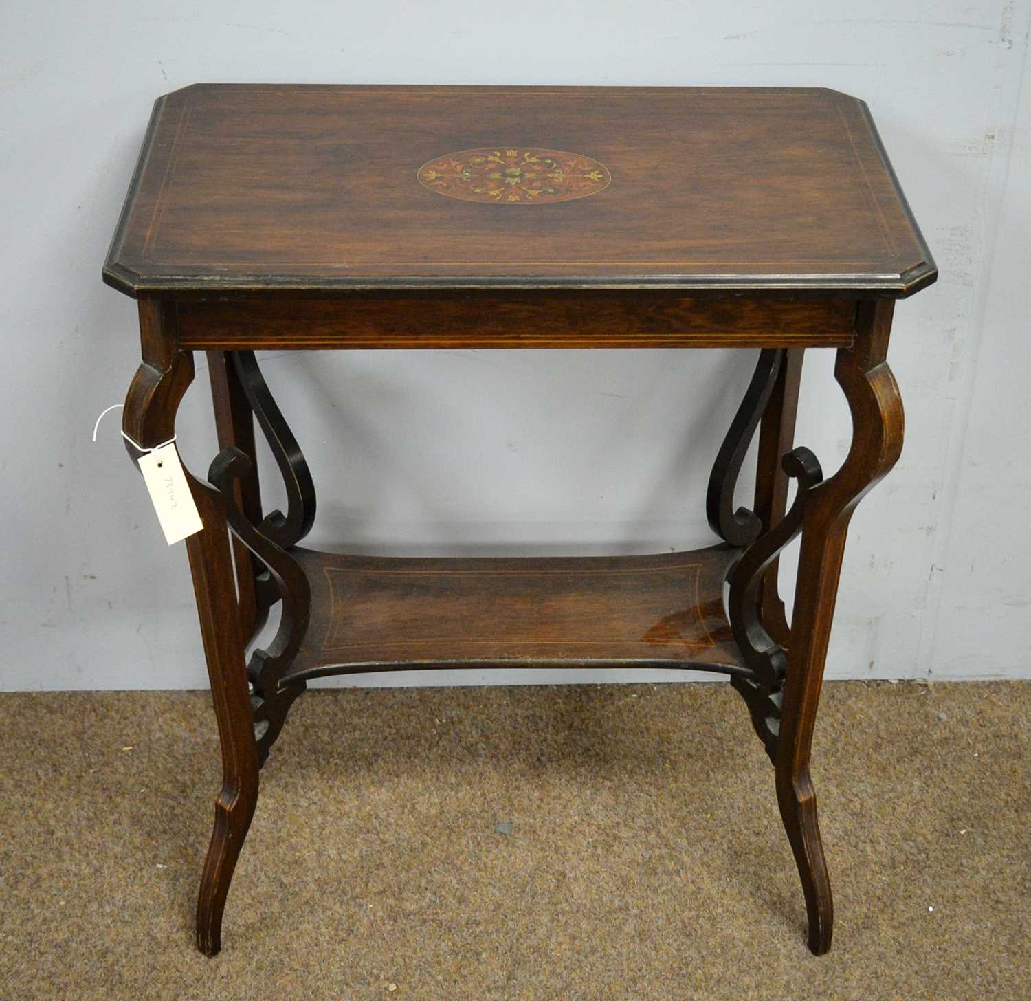 Late Victorian inlaid rosewood occasional table.