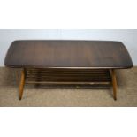 Ercol stained elm and beech rectangular coffee table.