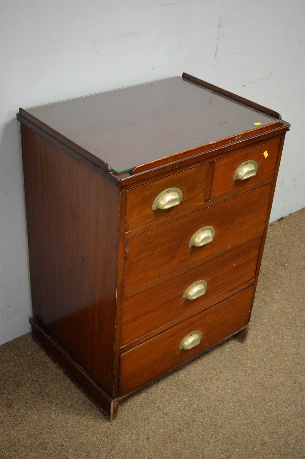 Mahogany chest of drawers with 'patent' handles. - Image 2 of 4