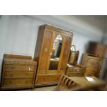 Early 20th C four-piece oak bedroom suite.