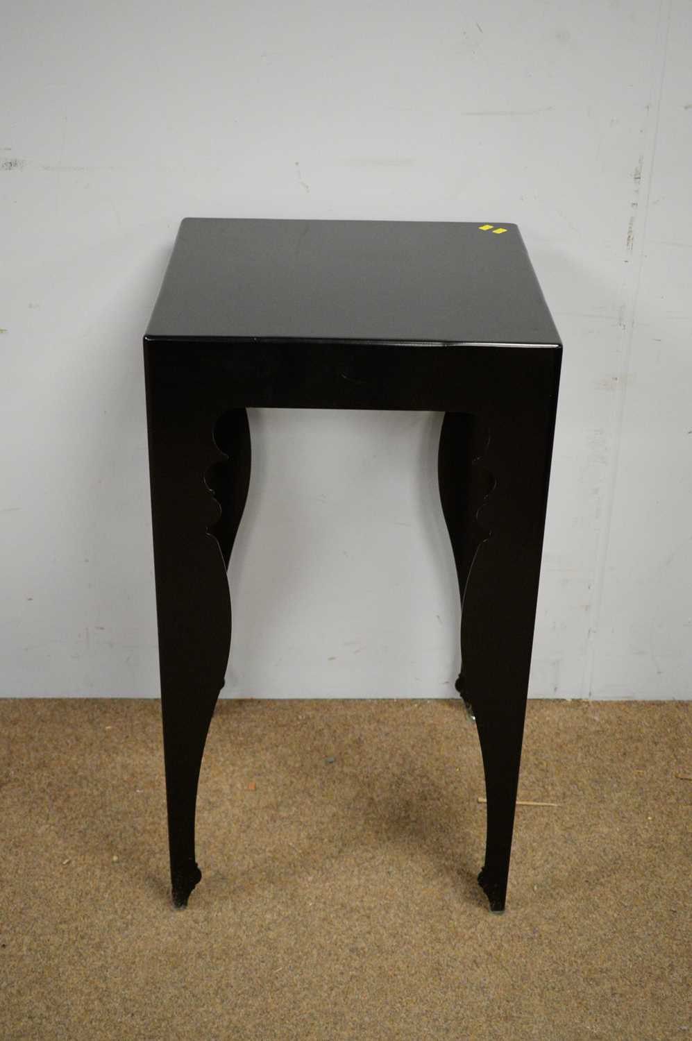 John Reeves style black painted metal occasional table.