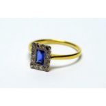 A sapphire and diamond cluster ring,