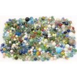 Collection of glass marbles.