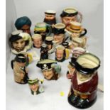 Collection of Royal Doulton and other character jugs.