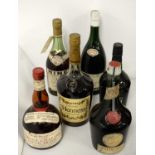 Vintage bottles of Cognac Brandy and Port.