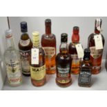 A selection of bottles of alcohol.