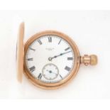 An Elgin gold-plated half hunter pocket watch