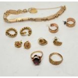 A selection of gold and yellow metal jewellery,