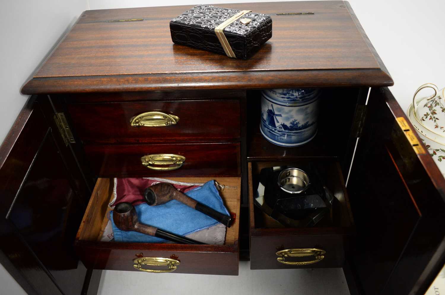 An Edwardian mahogany inlaid smoker's cabinet. - Image 6 of 6