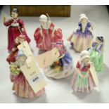 A selection of eight Royal Doulton figures of ladies.