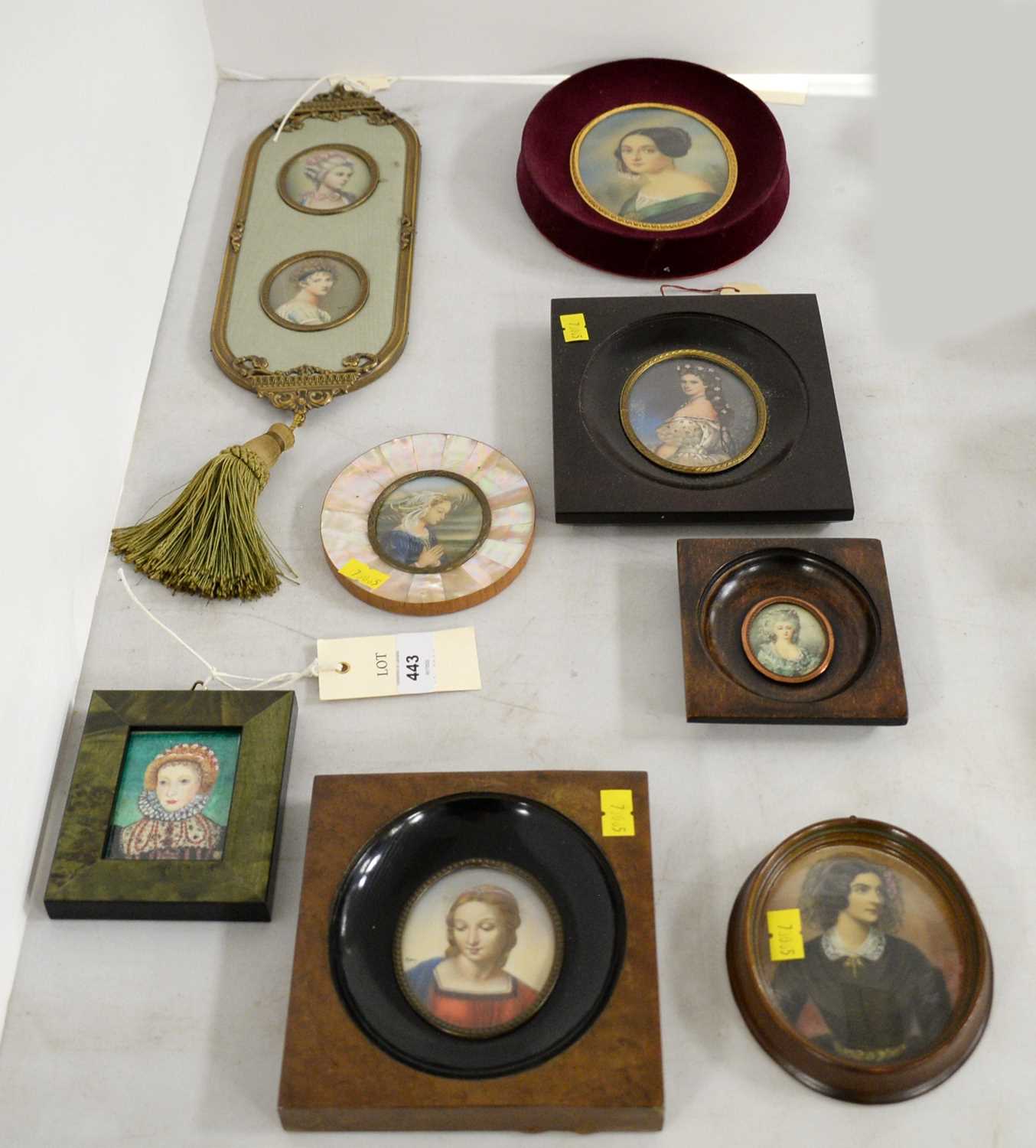 A collection of 20th Century portrait miniatures of ladies.