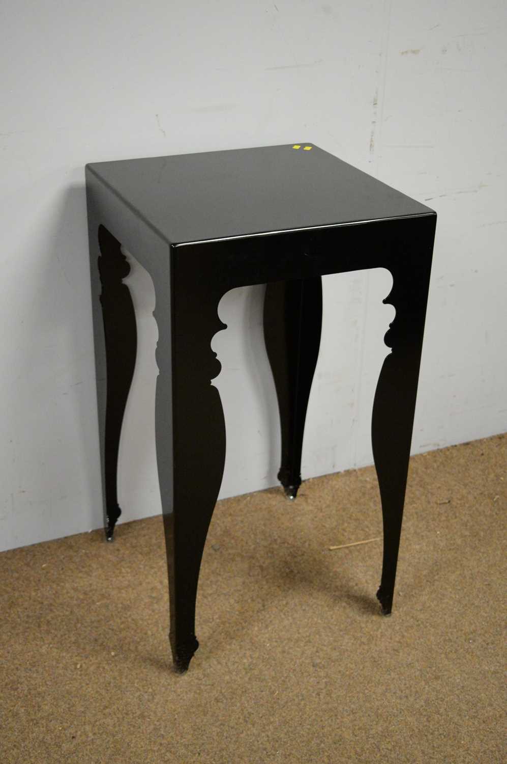 John Reeves style black painted metal occasional table. / Modern mirror top occasional table. - Image 2 of 9