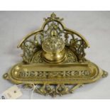 Victorian brass inkstand.