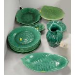 A selection of Wedgwood Majolica leaf ceramics, various.
