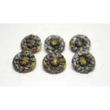 A set of six Chinese silver buttons, on Chrysanthemum flower design,